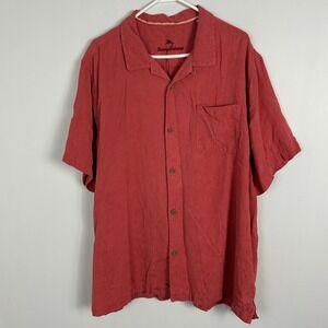 Tommy Bahama 100% Silk Short Sleeve Button Down Collared Shirt Mens Size XXL Top